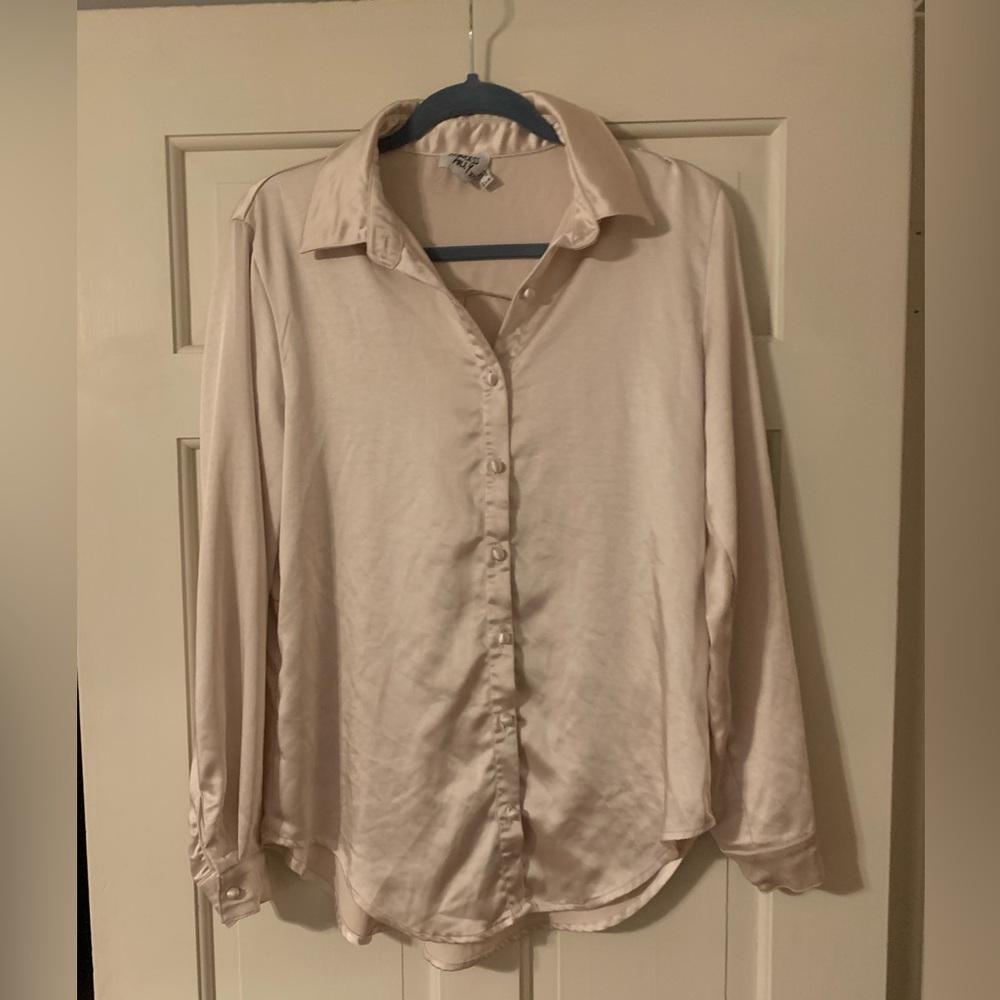 Princess polly recycled fibers vintage vibes silky shirt